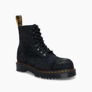 Dr Martens 1460 Pascal Hairy Suede Black Lace Up Boots Exposed Steel Toe